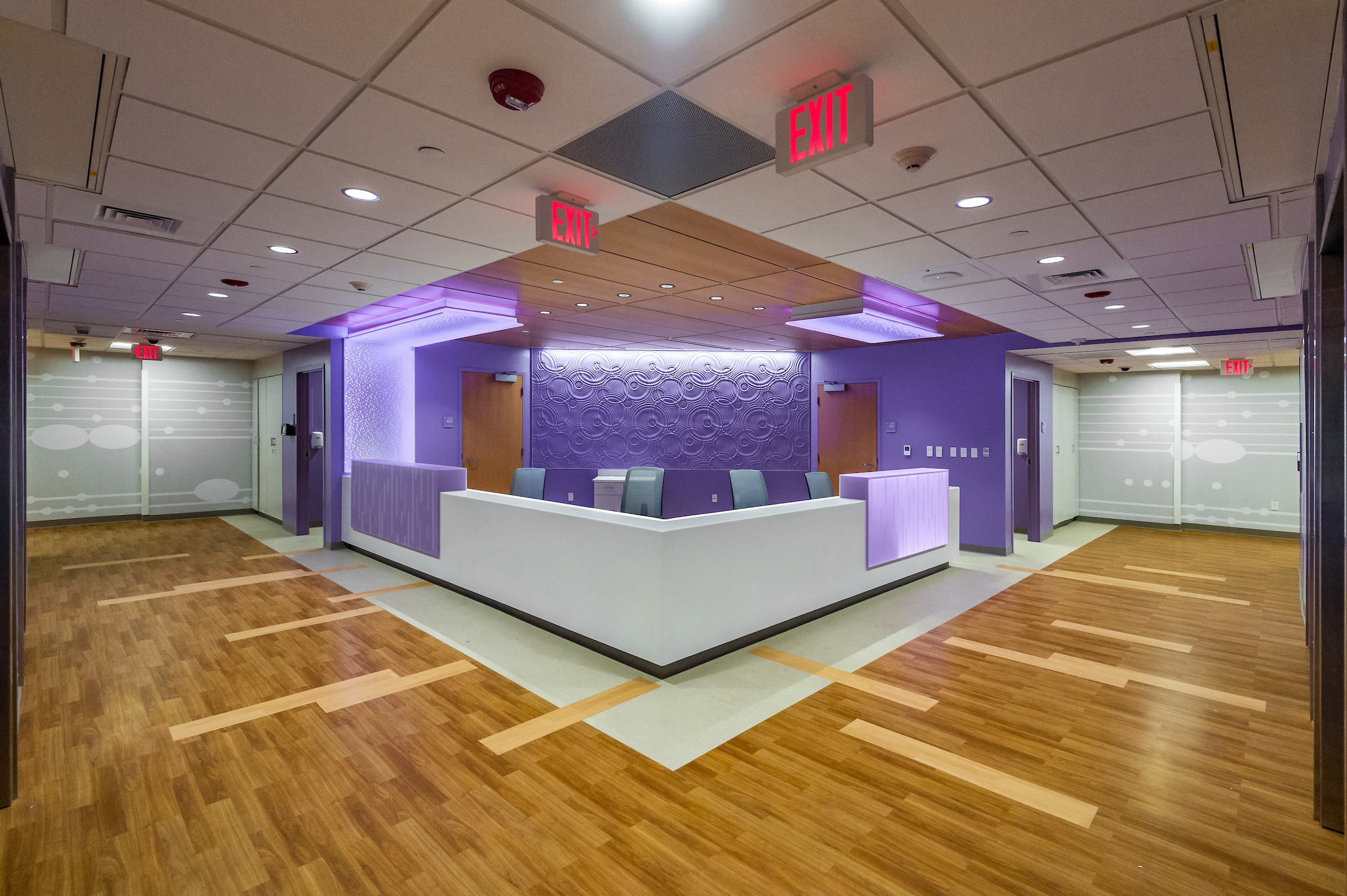 purple hospital lobby