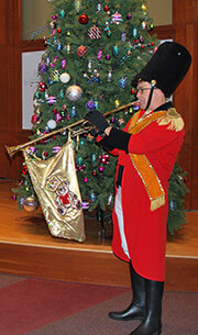 Holiday solider blowing a trumpet